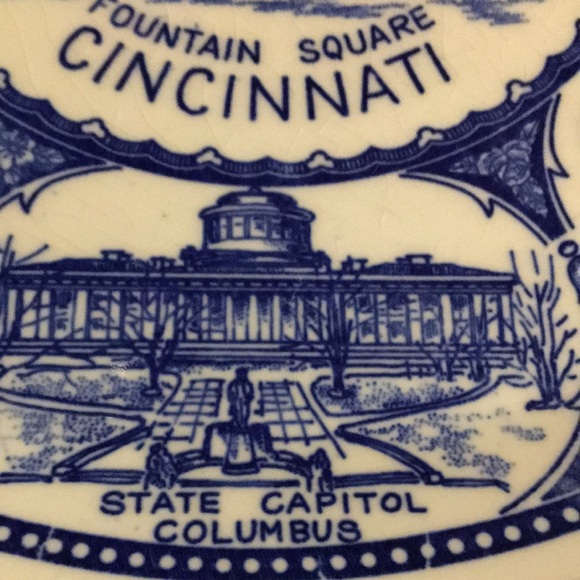 Vintage Ohio 1960s Tourist Souvenir Blue & White Ceramic Plate Collector Decor - Picture 5 of 17